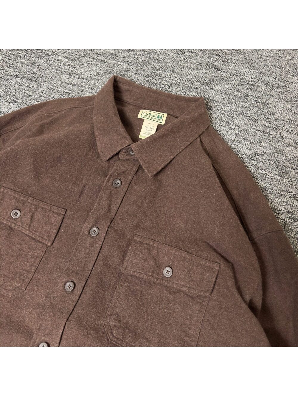 LL Bean Flannel Shirt Mens XXL Tall Brown Workwear - Picture 1 of 6